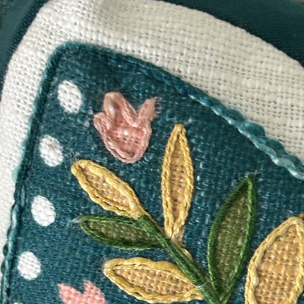 Floral Embroidered Accent Pillow Butterfly Shape 15 x 16 x 4 New With Tags Teal